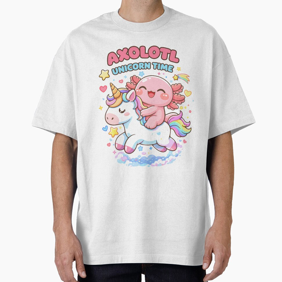 Cute Axolotl Riding a Unicorn in Kawaii Funny Style by Sitchko T-Shirts, Hoodie, Sweatshirt | BlankRebels.com (Image 1)