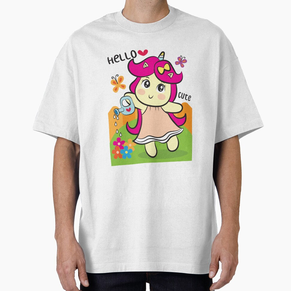 Hello Unicorn Watering Flowers Garden Design by LunaPixelStudio T-Shirts, Hoodie, Sweatshirt | BlankRebels.com (Image 1)