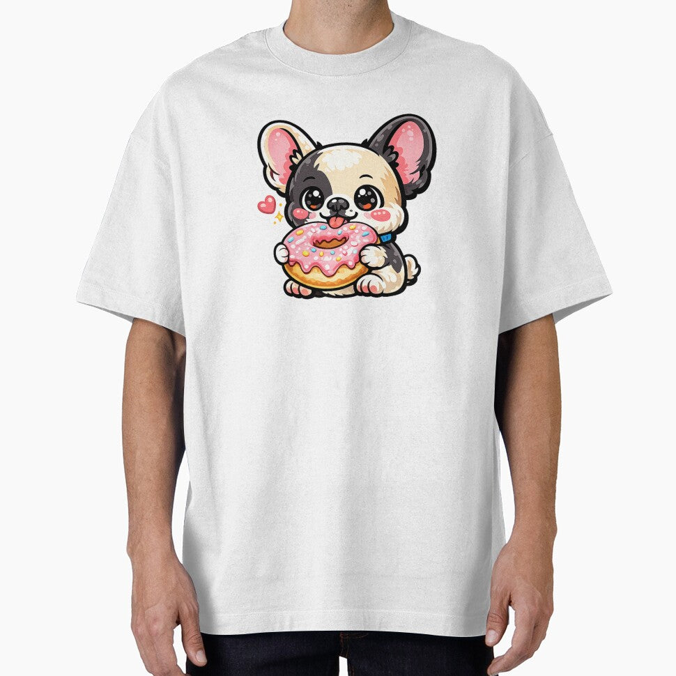 French Bulldog Holding a Giant Donut – Cute Dessert Dog Design for Frenchie Lovers by ParfaitPrints
