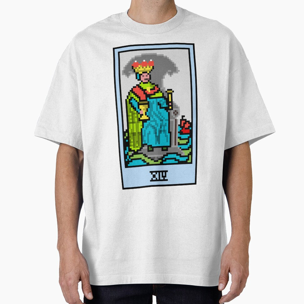 Wait, is this pixel art tarot? White - Minor Arcana 'King of Cups' (Design for T-shirt, stickers and other... (Image 1)