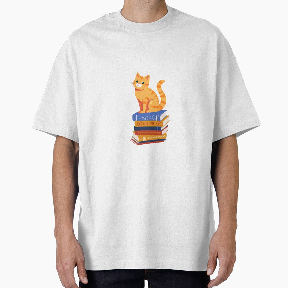 Orange Cat on Books by nyccatmom T-Shirts, Hoodie, Sweatshirt | BlankRebels.com (Image 1)