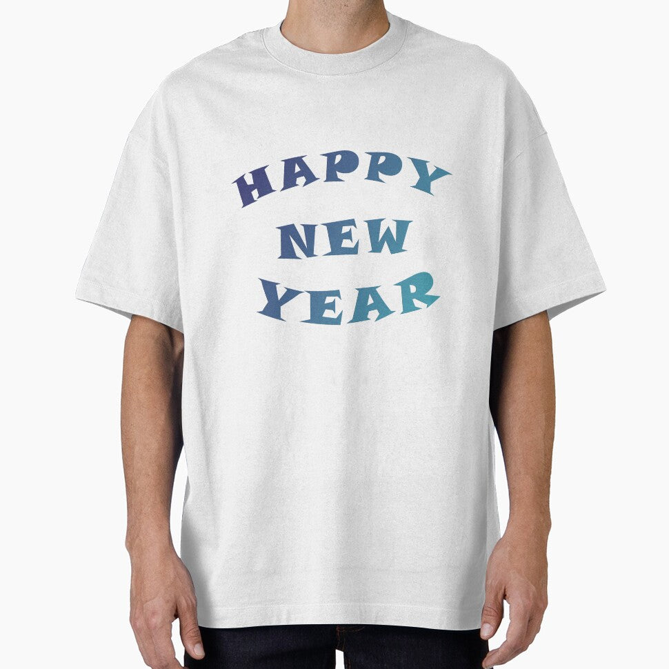 Blue Happy New Year Typography – Sleek Festive Design by Sensepiphoria T-Shirts, Hoodie, Sweatshirt (Image 1)