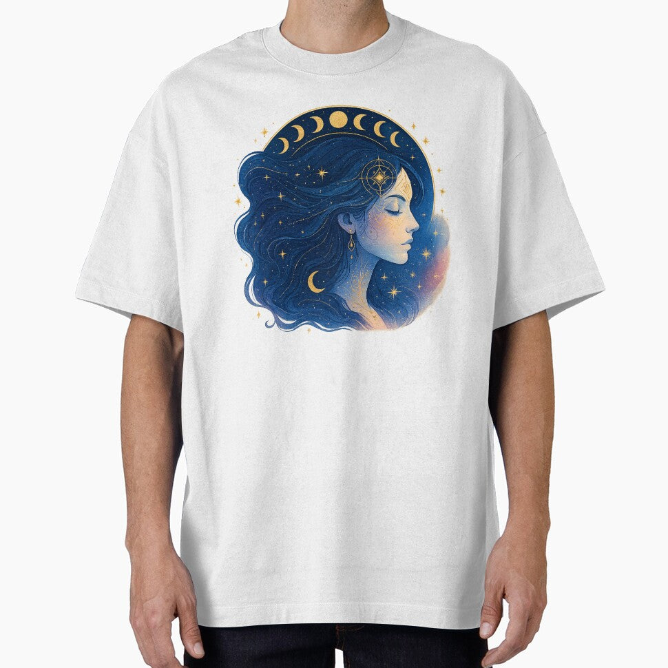 Celestial Moon Goddess - Mystical Astrology Art with Moon Phases & Stars by CreativeVisionsHub T-Shirts,... (Image 1)