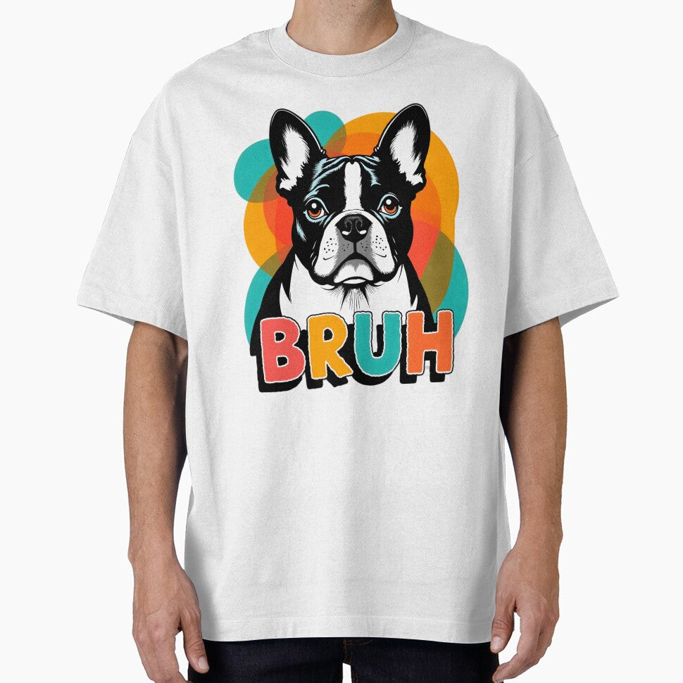 Vintage Frenchie Bruh, Boy Girl Funny Colorful Art Dog Love-r Dad Mom by Mryoussefwac T-Shirts, Hoodie, Sweatshirt (Image 1)