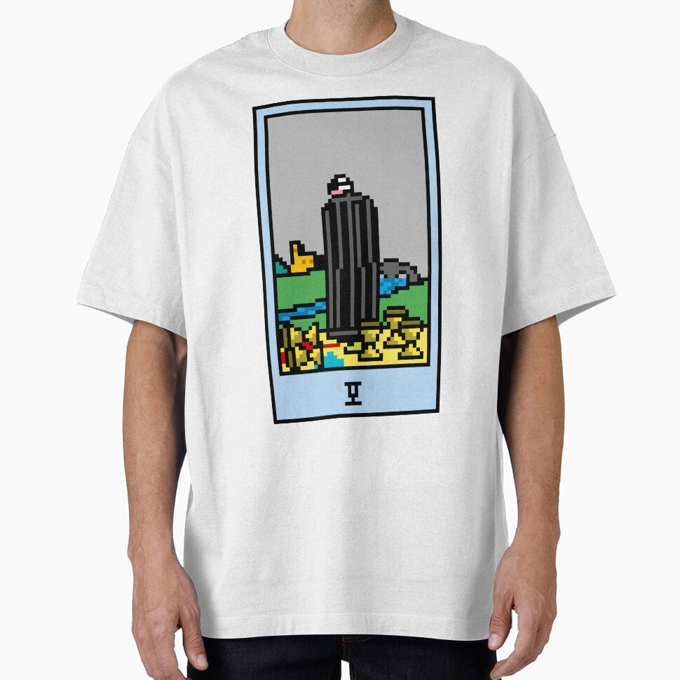 Wait, is this pixel art tarot? White - Minor Arcana 'Five of Cups' (Design for T-shirt, stickers and other... (Image 1)