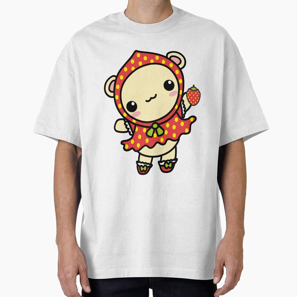 Precious Kawaii Teddy Bear In Cute Strawberry Outfit Holding Strawberry by CreativeCranium T-Shirts, Hoodie,... (Image 1)