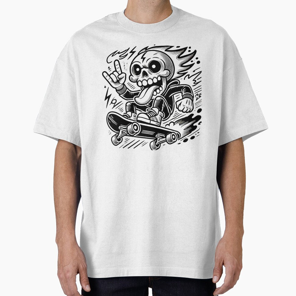 Skateboarding skull, line drawing illustration by PixelPunny T-Shirts, Hoodie, Sweatshirt | BlankRebels.com (Image 1)