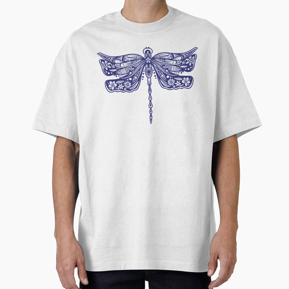 Navy Blue Floral Dragonfly Design on light yellow by Giulia  Palazzo T-Shirts, Hoodie, Sweatshirt | BlankRebels.com (Image 1)