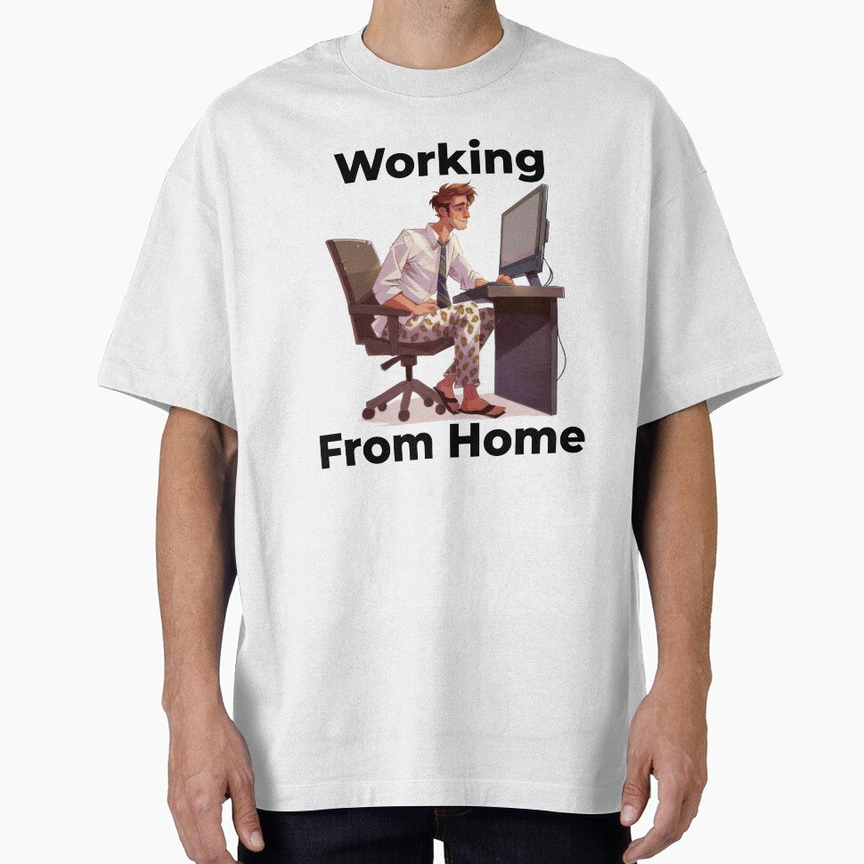 Working From Home Man Wearing Shirt And Pyjamas by Wormy-23 Hoodie, Sweatshirt | BlankRebels.com (Image 1)