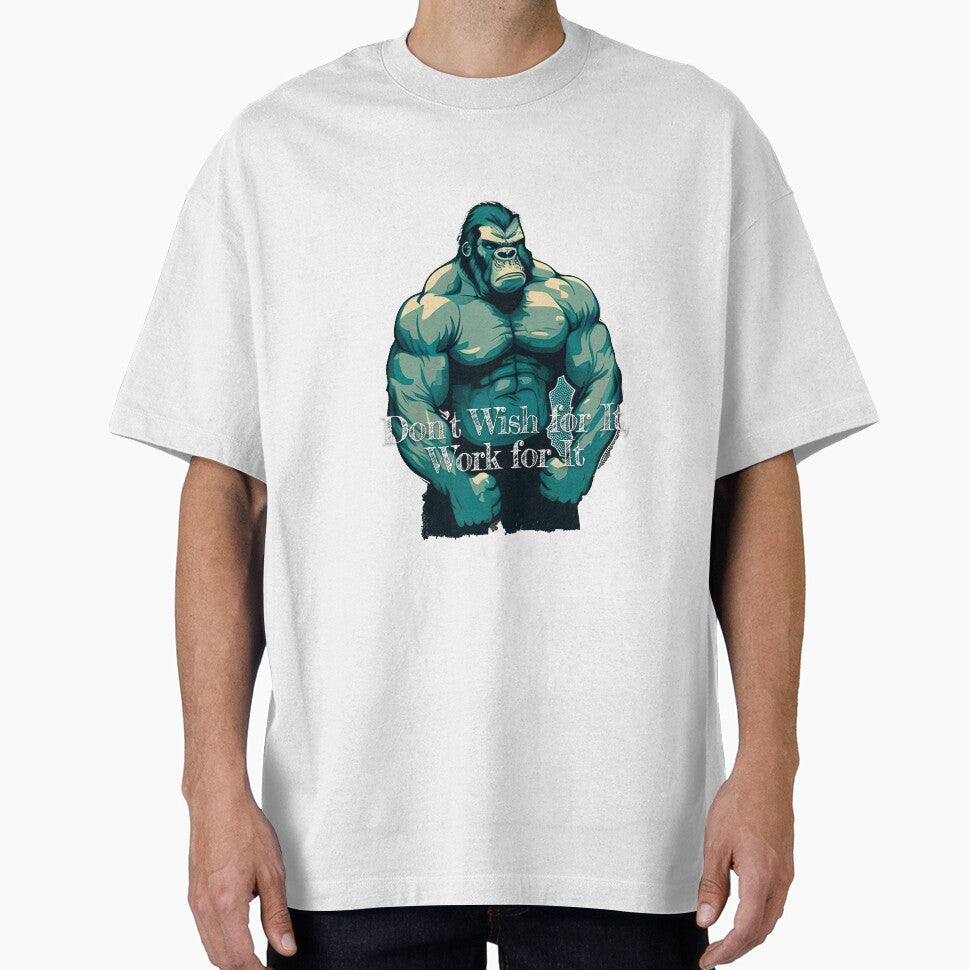 Don't Wish for It, Work for It Bodybuilding Fitness Gym Workout Exercise Merch Print  Design by tengamerx... (Image 1)