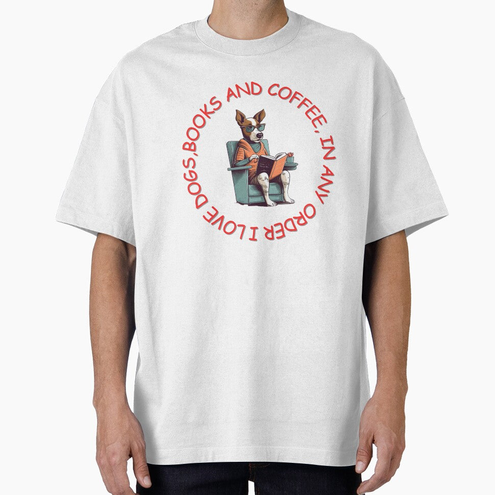 I Love Dogs, Books and Coffee, a gift for Coffee and Dog Lovers, by LuckyCatStore T-Shirts, Hoodie, Sweatshirt (Image 1)