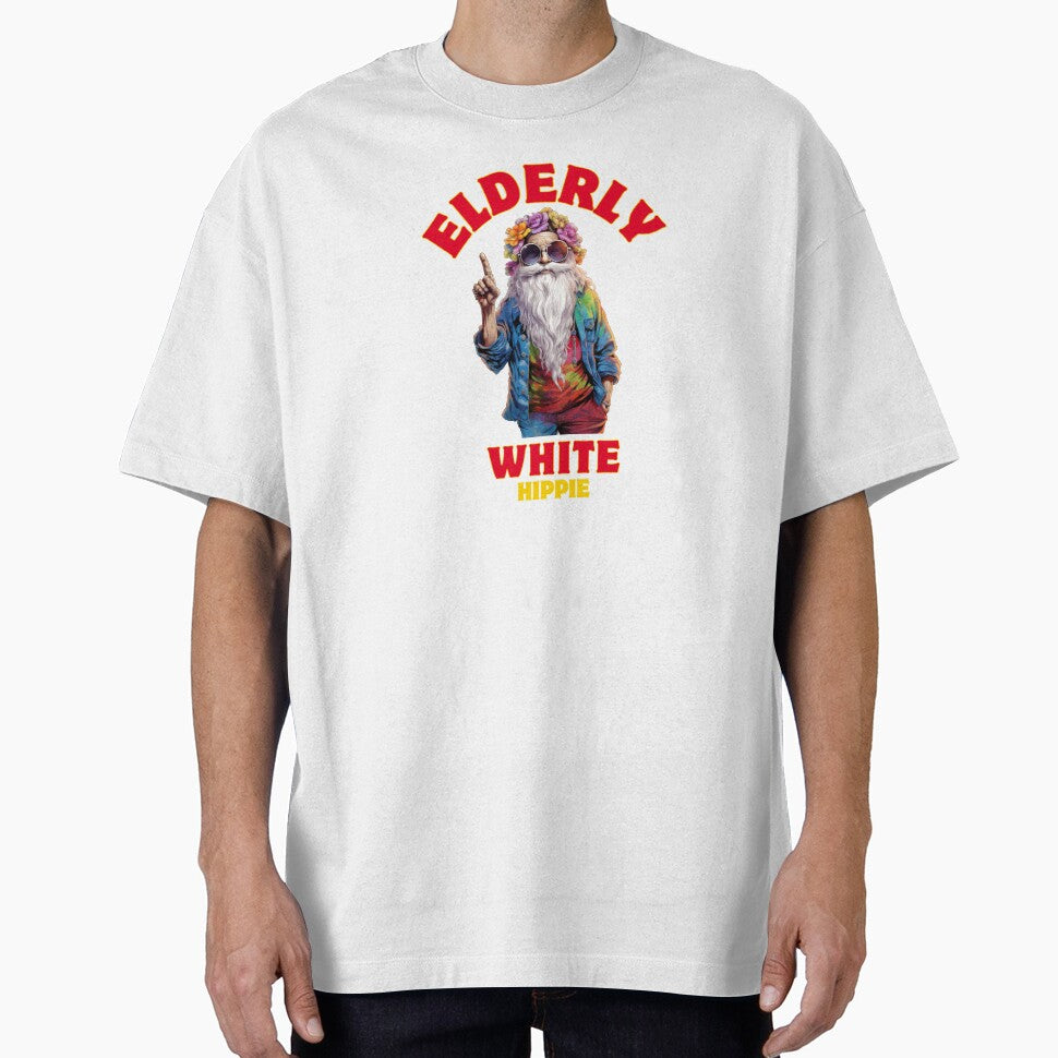 Elderly White Hippie Funny Retro Flower Power Design GIfts by Maniutek T-Shirts, Hoodie, Sweatshirt (Image 1)