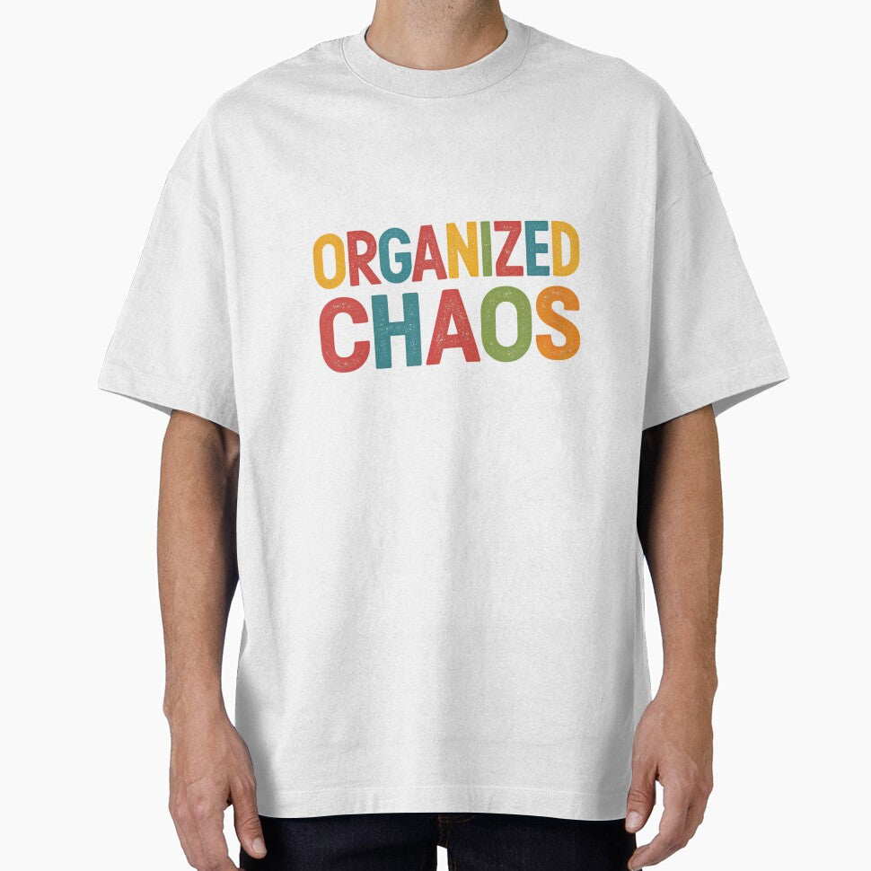 Organized Chaos Retro Vintage Text | T-Shirt & Hoodie | Funny Sarcastic Quote | Perfect Gift for Planners,... (Image 1)