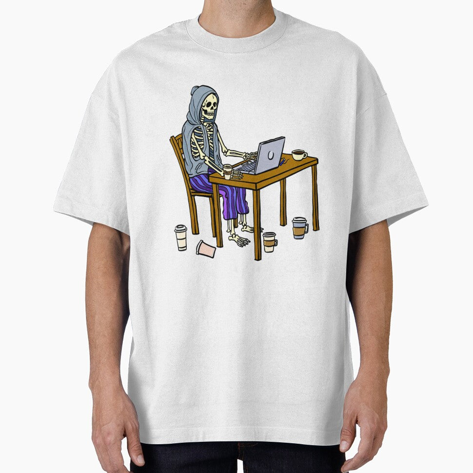 Skeleton Working from Home by Retrics Studio T-Shirts, Hoodie, Sweatshirt | BlankRebels.com (Image 1)