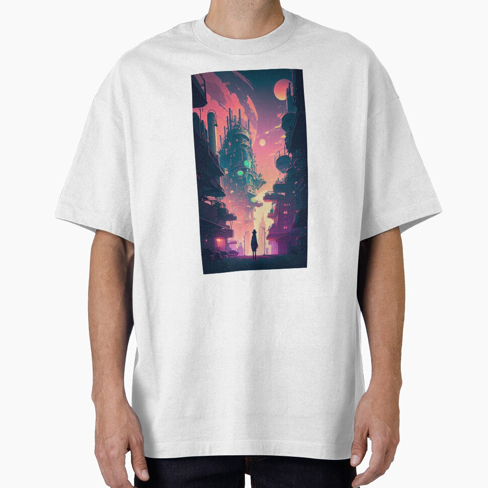 Futuristic Cyberpunk City Nightscape by semioddfinds T-Shirts, Hoodie, Sweatshirt | BlankRebels.com (Image 1)