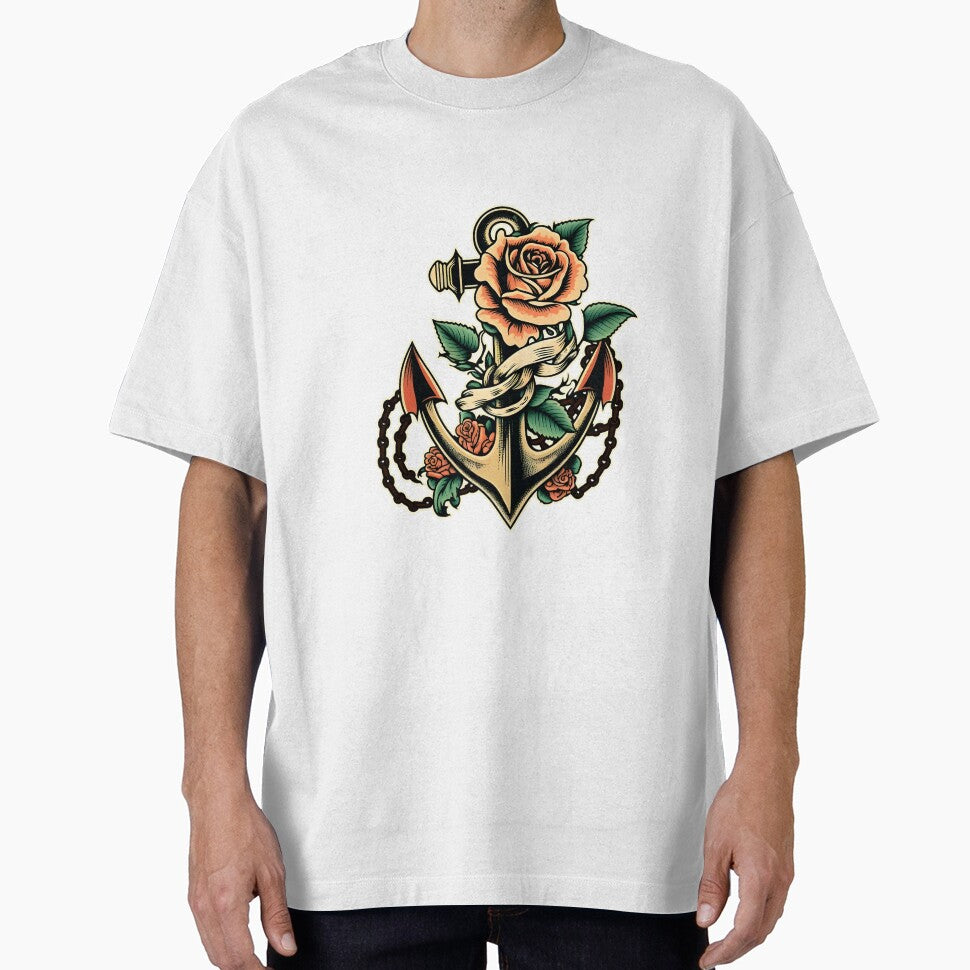 Anchor with Rose old school tattoo by urban-warriors T-Shirts, Hoodie, Sweatshirt | BlankRebels.com (Image 1)