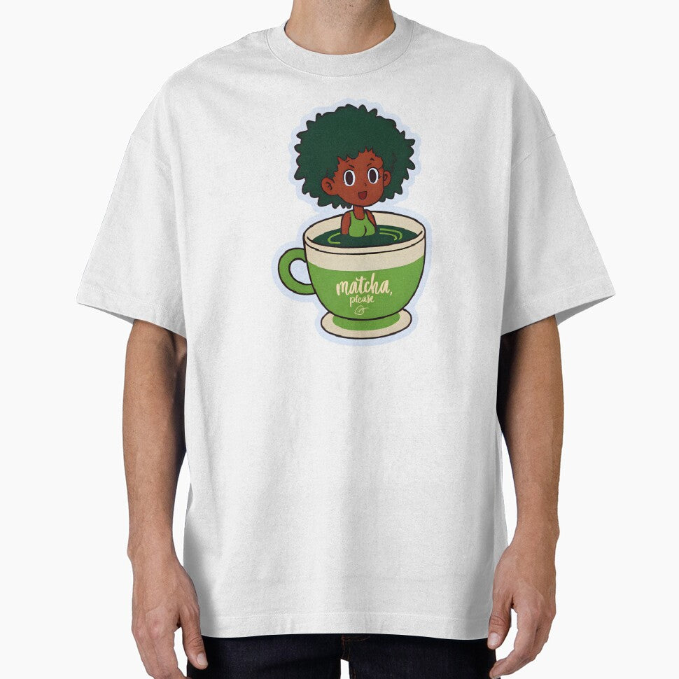 Matcha Please – Black Girl in Matcha Cup with Green Afro by OsasChild T-Shirts, Hoodie, Sweatshirt (Image 1)