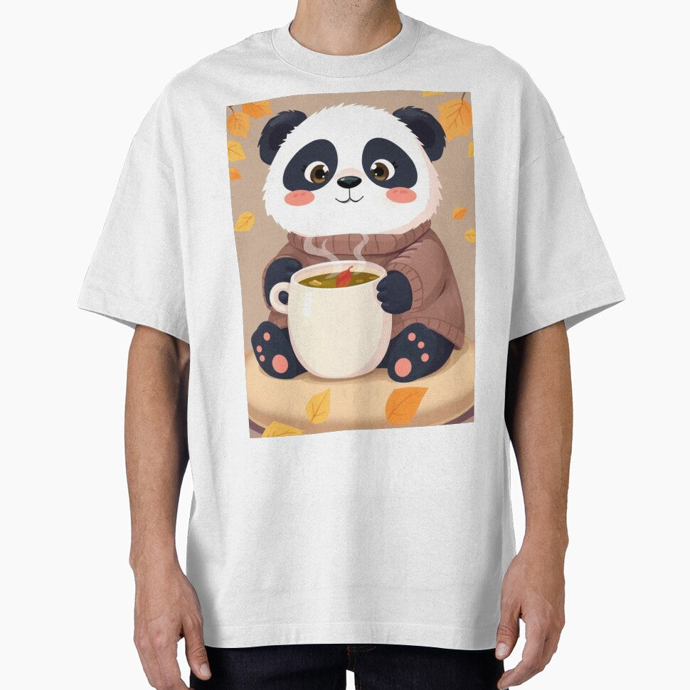 Cozy Matcha Panda T-Shirt | Cute Fall Panda Art by ArmaanArts Hoodie, Sweatshirt | BlankRebels.com (Image 1)