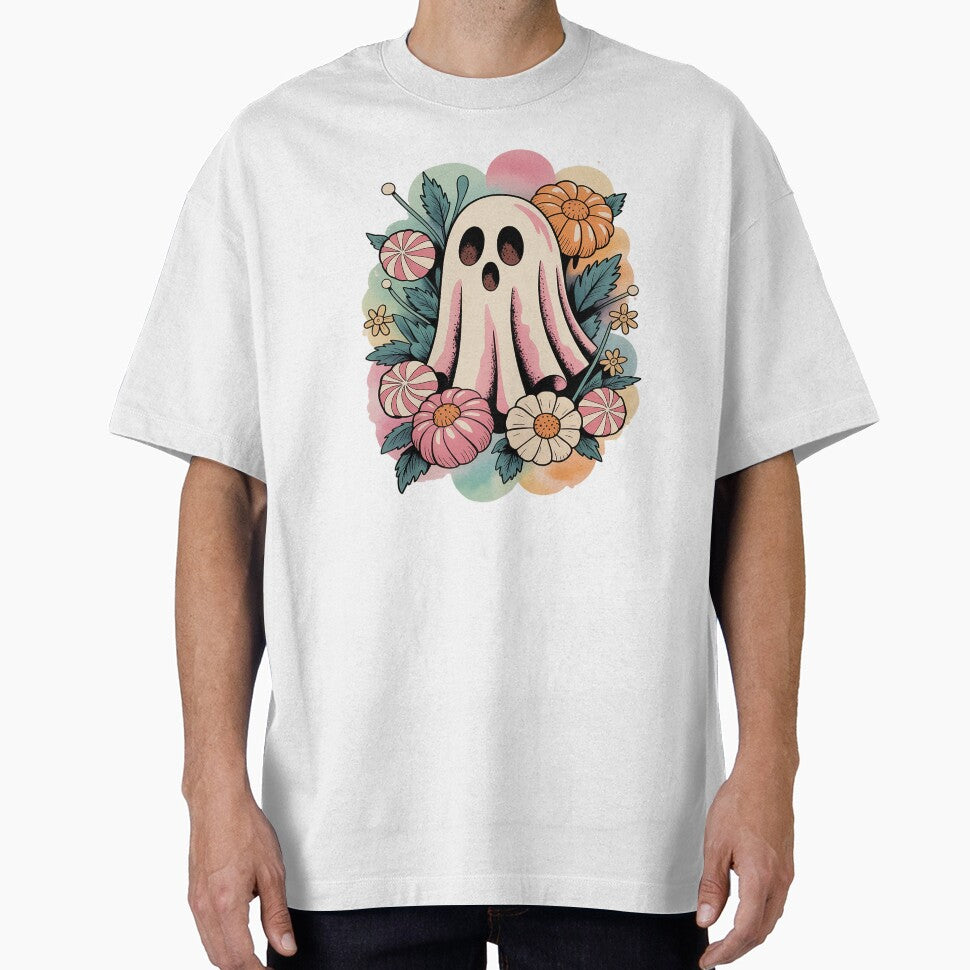 Floral Retro Candy Spirit Ghost Shirt Pastel Tattoo Watercolor Tee, Vintage Whimsical Halloween Inspired Unisex... (Image 1)
