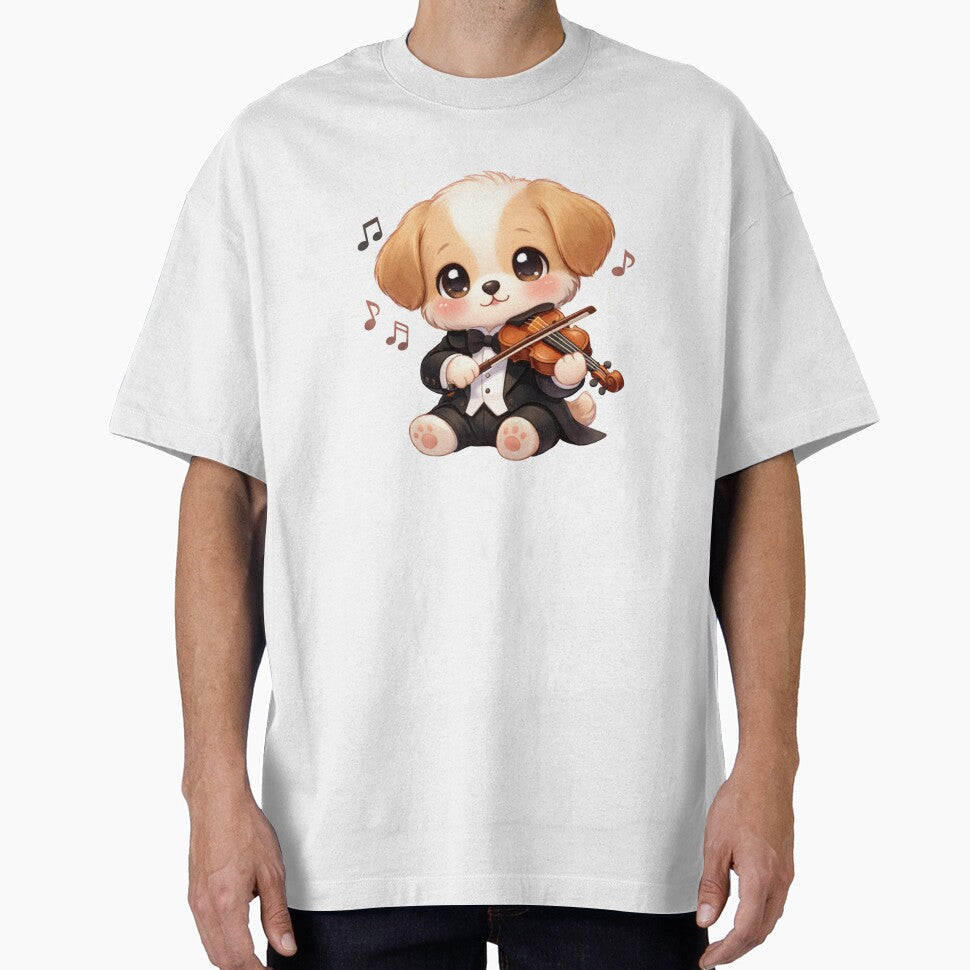 Elegant Kawaii Puppy Violonist - Cute Pastel Dog Playing Music. by Lylysun