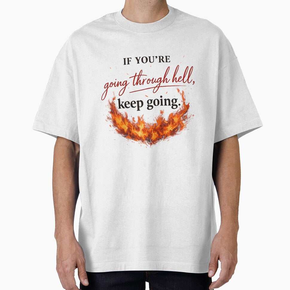 If You’re Going Through Hell, Keep Going – Motivational Quote Typography Design by BlossomedGlow