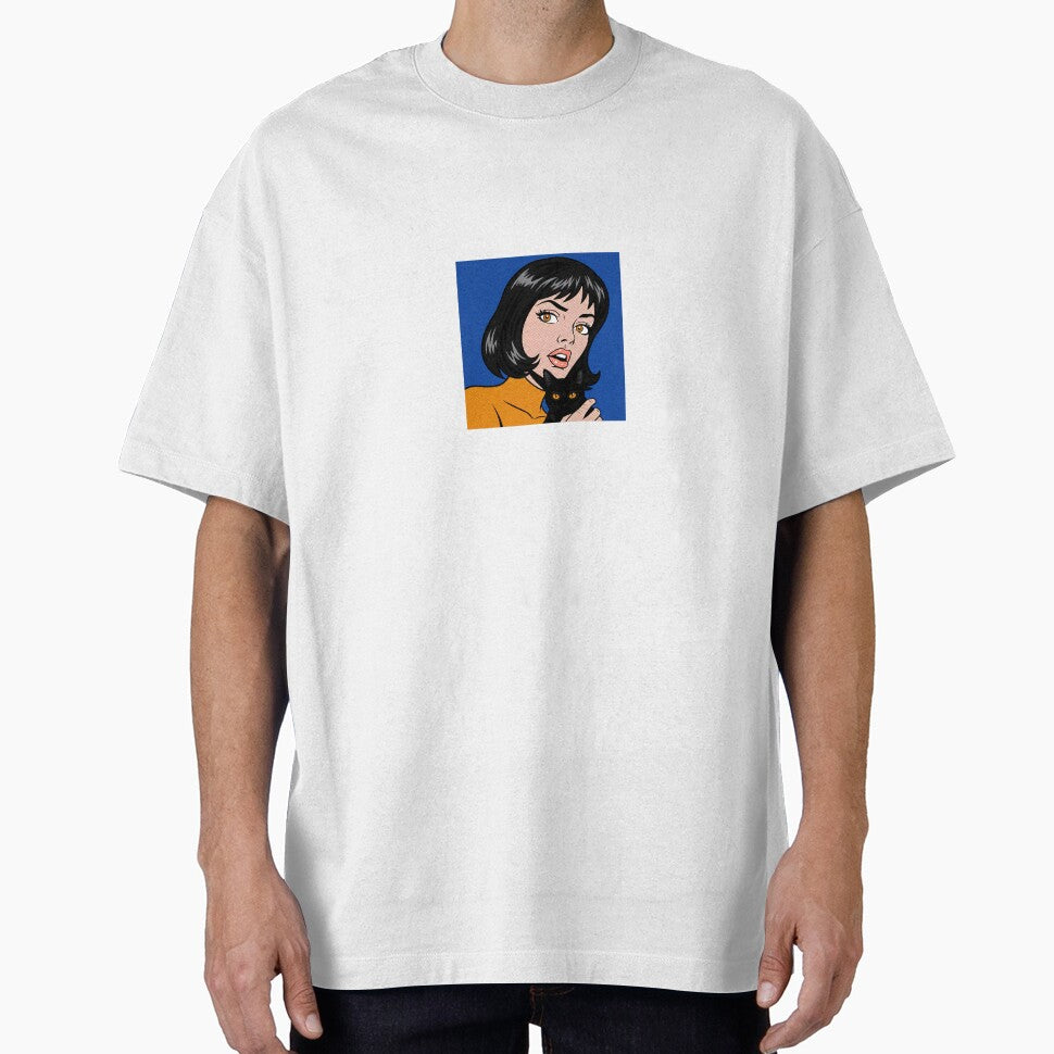 Retro 60s Pop Art Woman with Black Cat Vintage Comic Style Art by PopartbyL T-Shirts, Hoodie, Sweatshirt (Image 1)