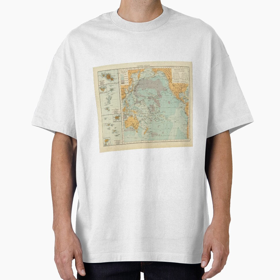 Old Pacific Ocean & Island Chains Map (1895) Vintage Nautical and Maritime Chart by BravuraMedia T-Shirts,... (Image 1)