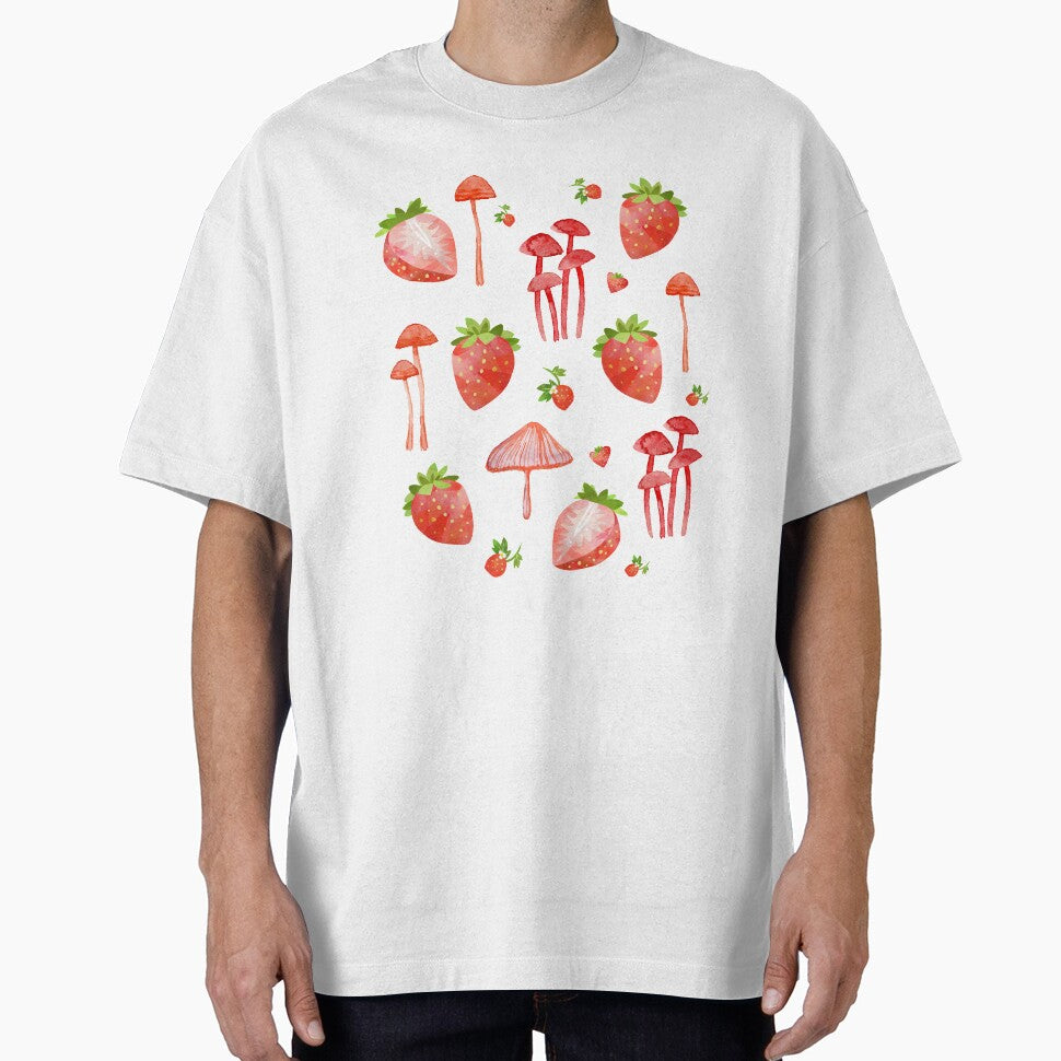 Cottagecore Mushrooms and Strawberry Funny E-girl Cute Mushroom Aesthetic by RainbowPandas T-Shirts, Hoodie,... (Image 1)