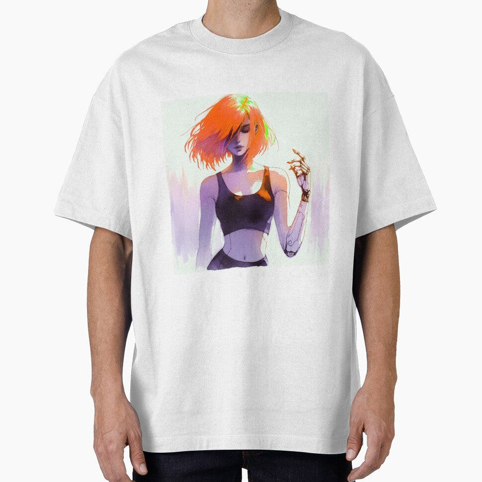Cyberpunk Neon Android Girl Orange Hair T-Shirts, Hoodie, Sweatshirt
