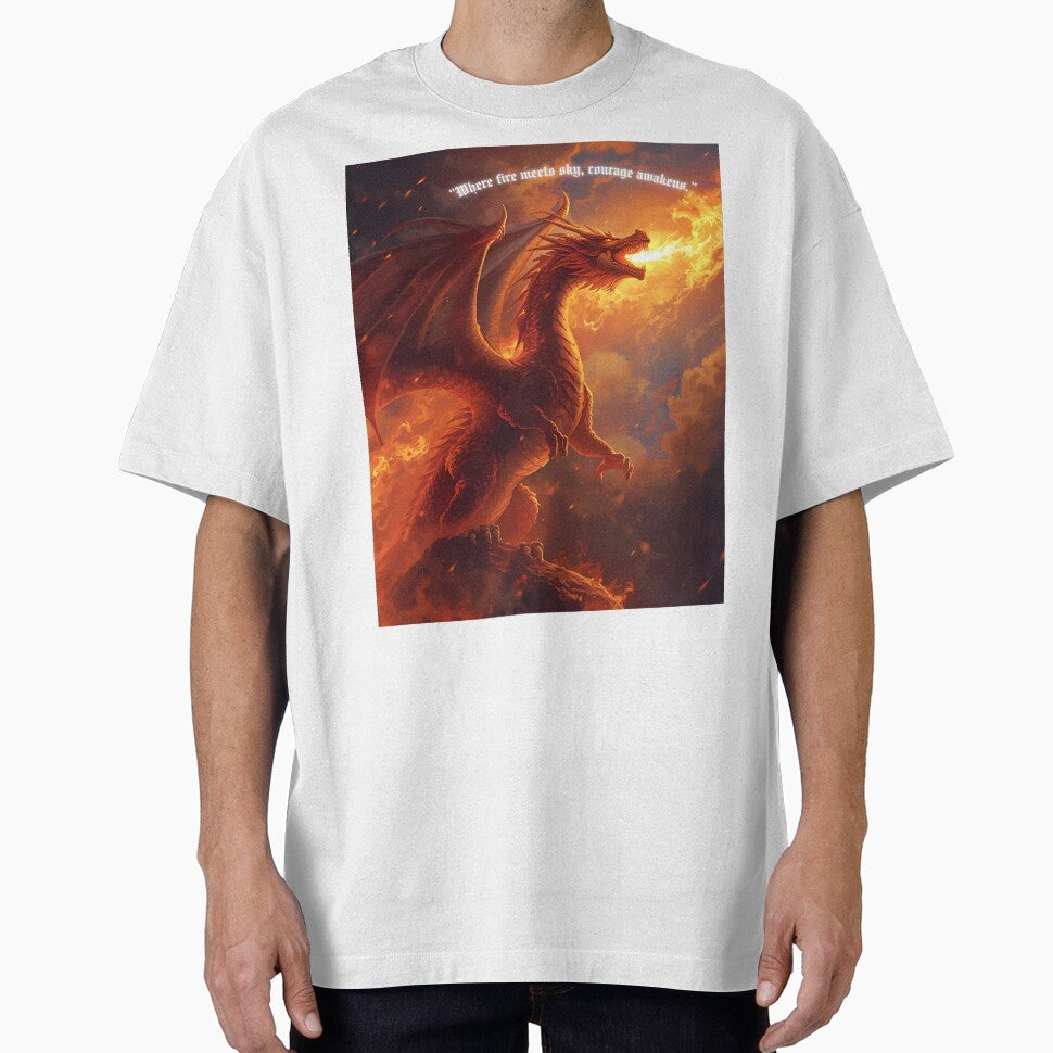 Where Fire Meets Sky | Dragon Courage Fantasy Quote by george335555 T-Shirts, Hoodie, Sweatshirt | BlankRebels.com (Image 1)