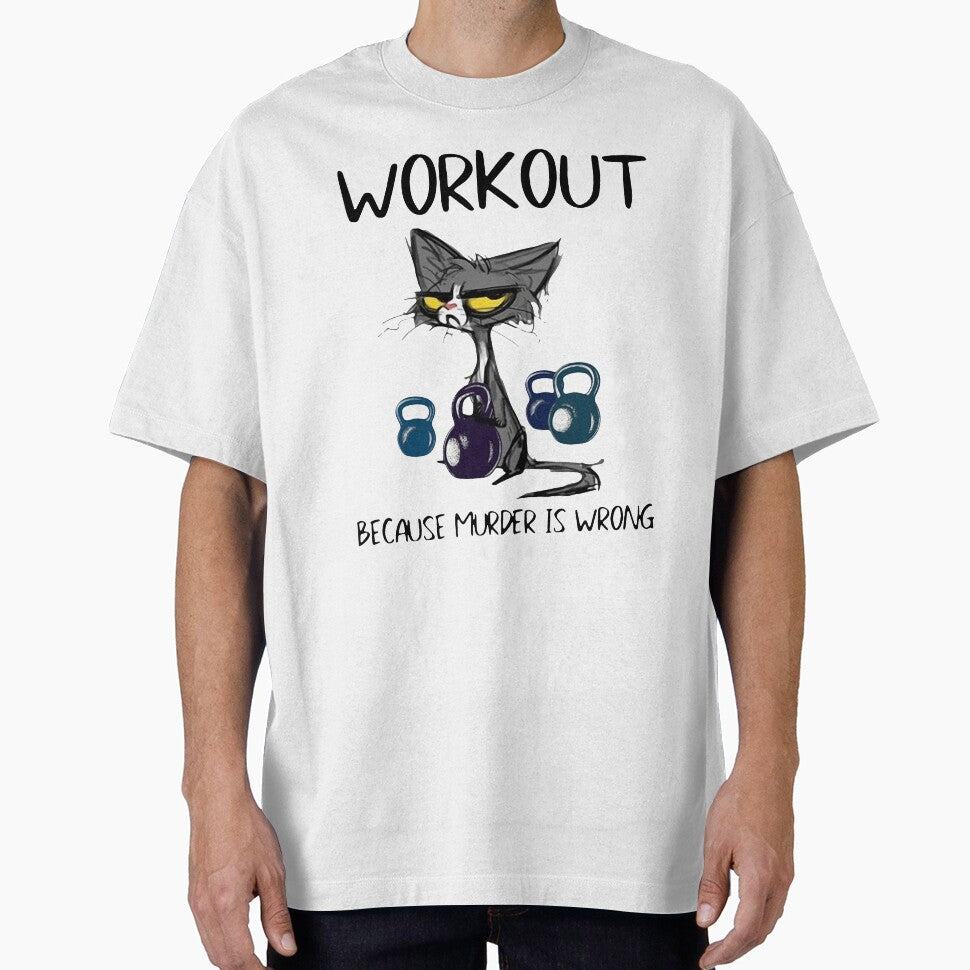 BLACK CAT WORKOUT BECAUSE MURDER IS WRONG by Emanuel48473 T-Shirts, Hoodie, Sweatshirt | BlankRebels.com (Image 1)
