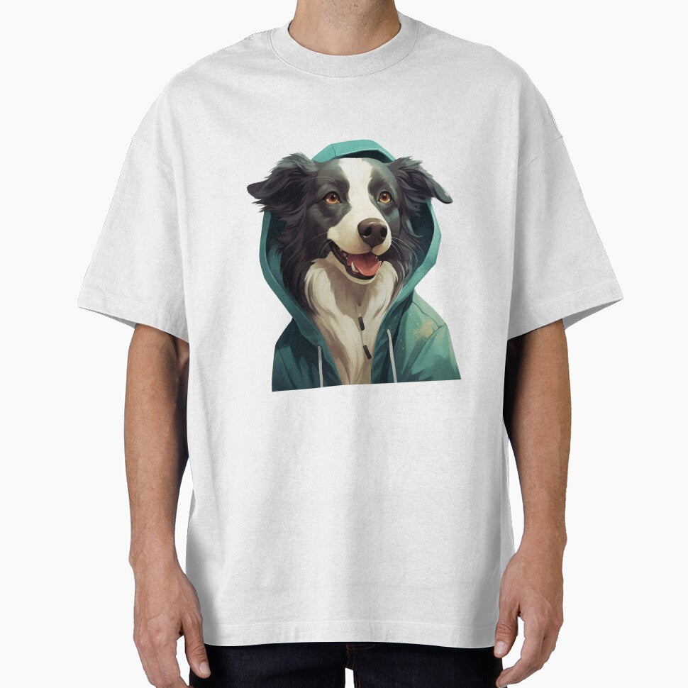 Cute Border Collie In Hoodie by NicolasGlowArt T-Shirts, Sweatshirt | BlankRebels.com (Image 1)
