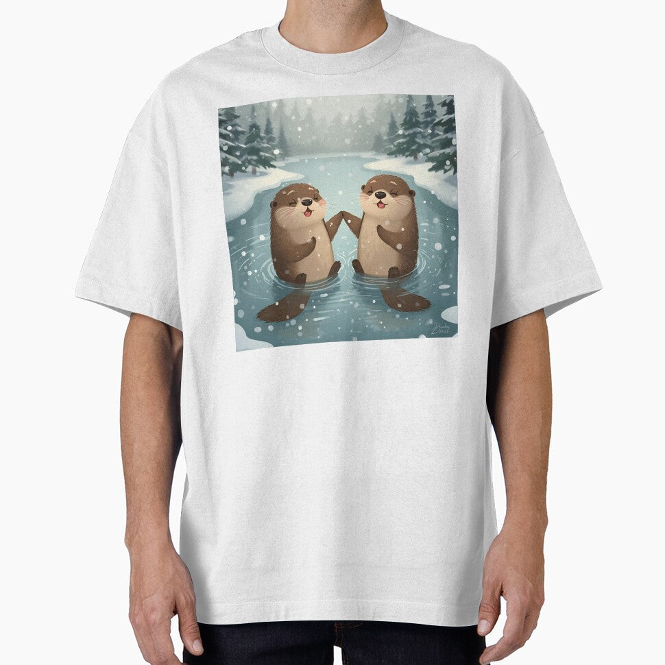 Snowy River Love – Otters Holding Hands in Winter by WildlifeWhimsy T-Shirts, Hoodie, Sweatshirt | BlankRebels.com (Image 1)