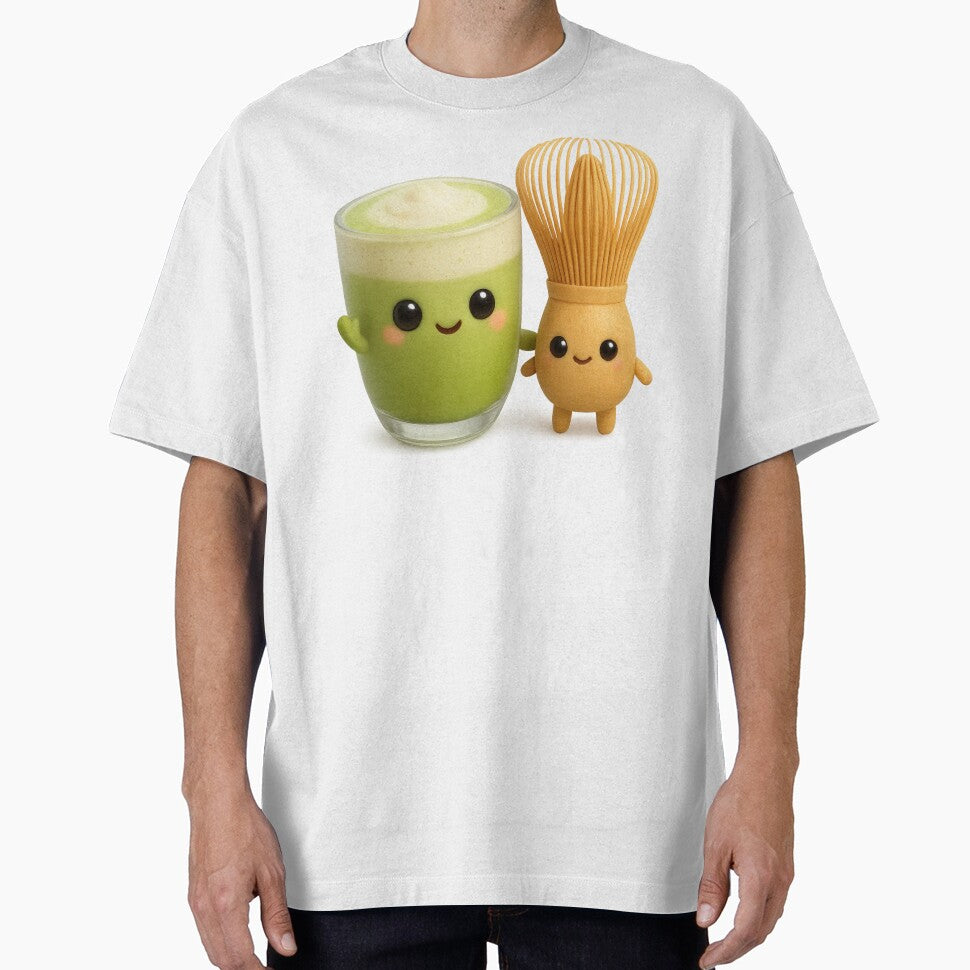 Cute Matcha Latte & Whisk Friends | Kawaii Fun Food Art by Moons Studio T-Shirts, Hoodie, Sweatshirt (Image 1)