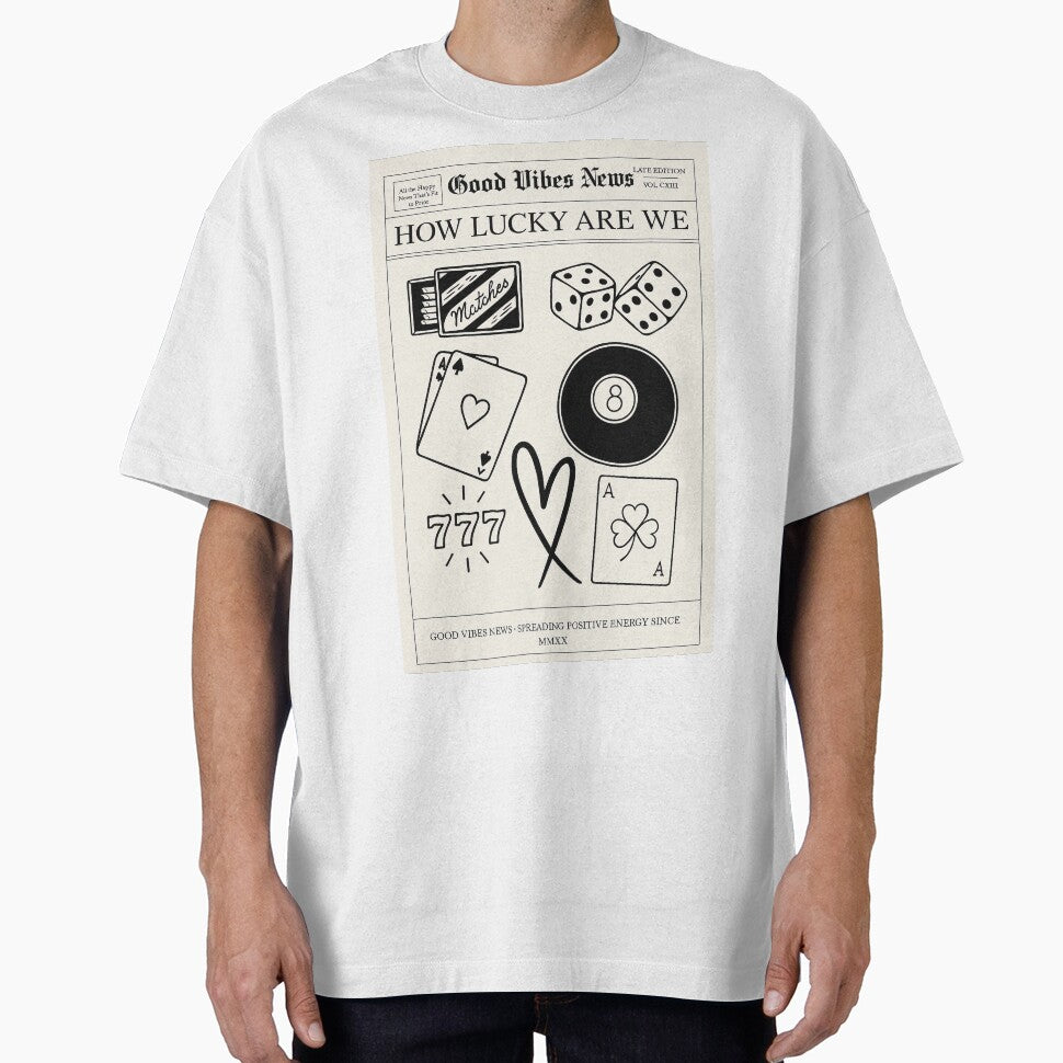 Good Vibes Lucky Symbols Newspaper Style Art Print by weirdfishes123 T-Shirts, Hoodie, Sweatshirt | BlankRebels.com (Image 1)