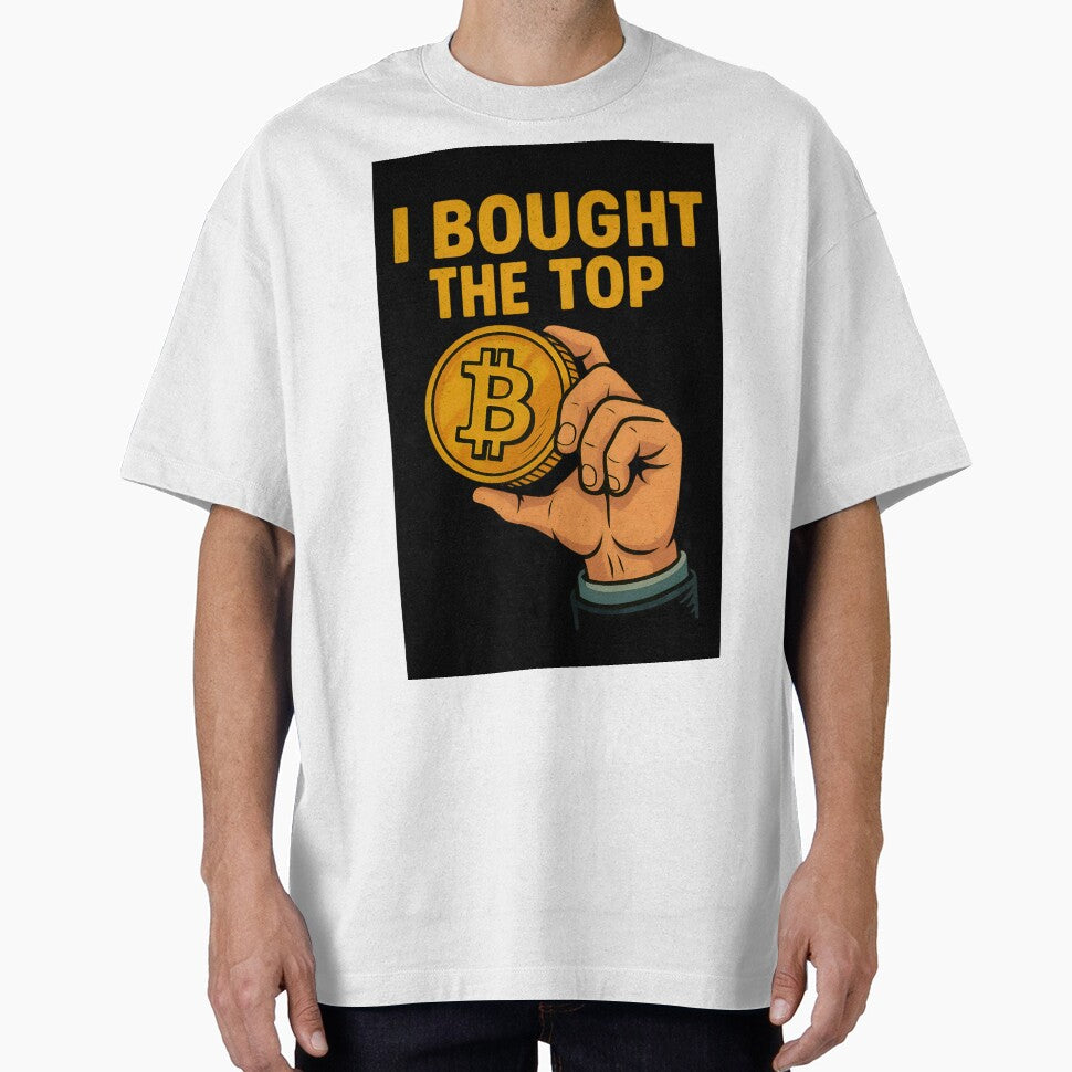 I Bought The Top – Funny Bitcoin Meme Art | Crypto Humor Illustration Artwork by Mayankbalas1996 T-Shirts,... (Image 1)