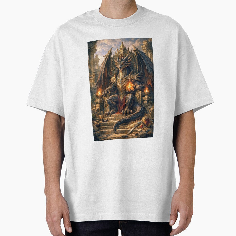 Dragon King on the Throne – Ancient Fire Guardian Fantasy Art by DrakariArt T-Shirts, Hoodie, Sweatshirt (Image 1)