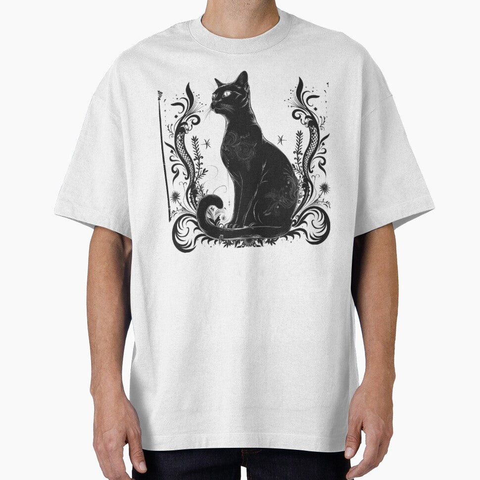 Gothic Black Cat with Ornamental Frame by AlexLineArt T-Shirts, Hoodie, Sweatshirt | BlankRebels.com (Image 1)