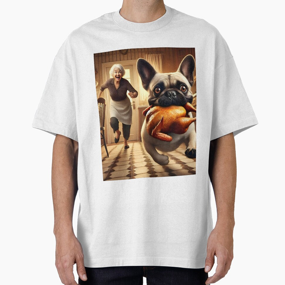 Bulldog dog thief chicken design by Dan9010 T-Shirts, Hoodie, Sweatshirt | BlankRebels.com (Image 1)