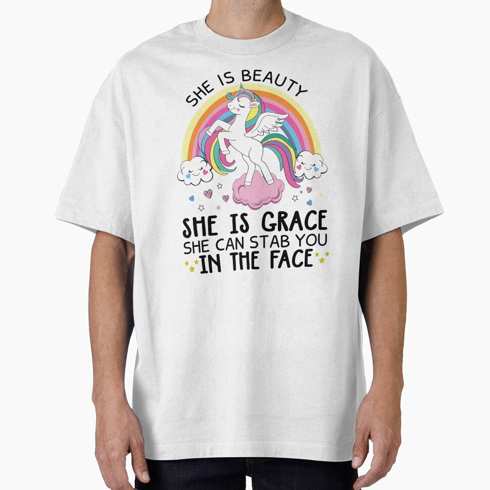 Funny Unicorn - She's Beauty She's Grace by SunsetGloww T-Shirts, Hoodie, Sweatshirt | BlankRebels.com (Image 1)