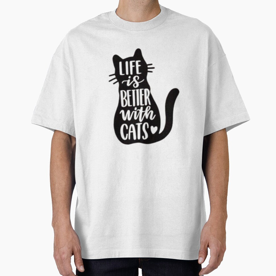 Life Is Better With Cats Cute Cat Lover Quote Feline Happiness Graphic Gift by QuotinTs