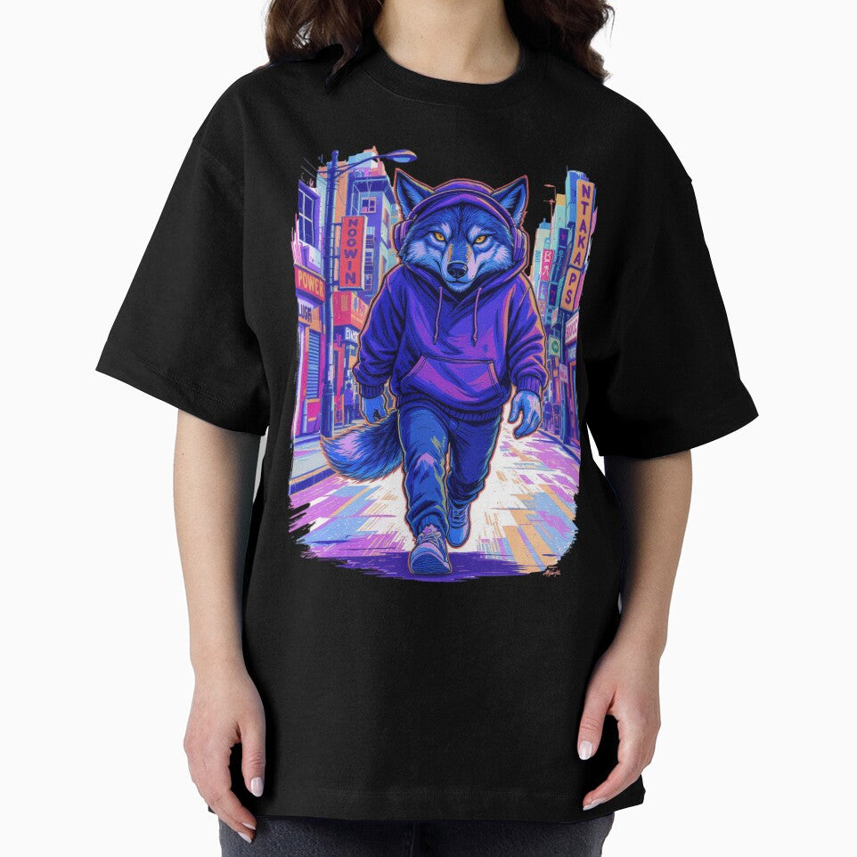 Urban Wolf in Hoodie with Headphones | Cool Streetwear Wolf Cartoon by ColorSplash123 T-Shirts, Sweatshirt (Image 2)