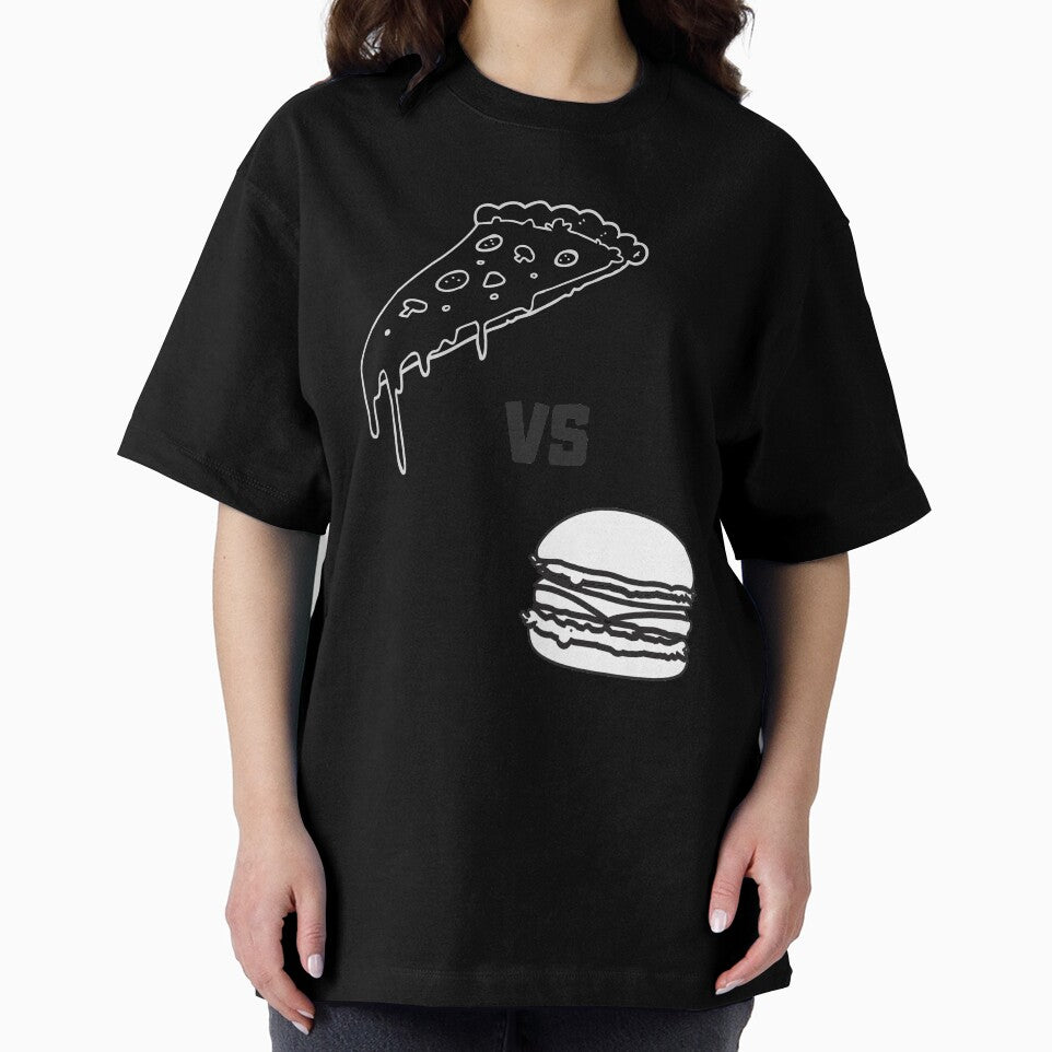 PIZZA V BURGER BW by PrairieRidgeDesigns T-Shirts, Hoodie, Sweatshirt | BlankRebels.com (Image 2)