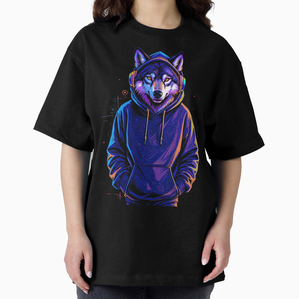 Urban Wolf with Headphones | On My Own Time Streetwear Wolf Art by ColorSplash123 T-Shirts, Hoodie, Sweatshirt (Image 2)