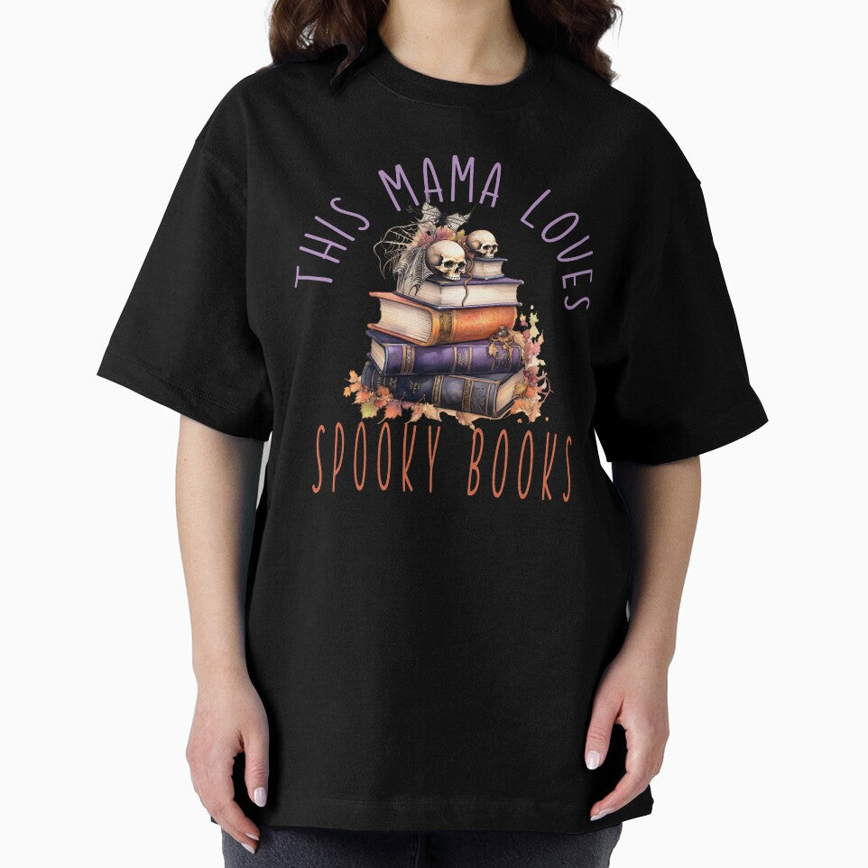 This Mama Loves Spooky Books Reader Teacher Mama Spooky Books Halloween Mom Costume by ShoniwDesigns T-Shirts,... (Image 2)