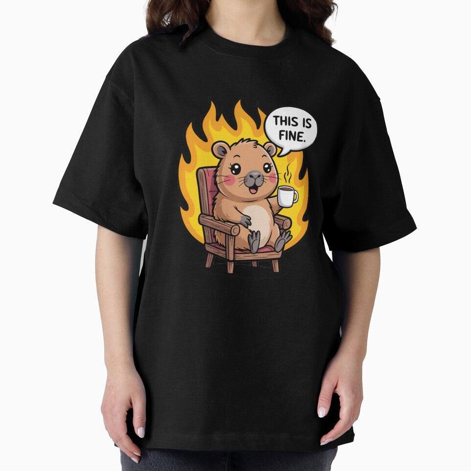 Capybara Meme – This Is Fine Fire by MonkiFlipp T-Shirts, Hoodie, Sweatshirt | BlankRebels.com (Image 2)