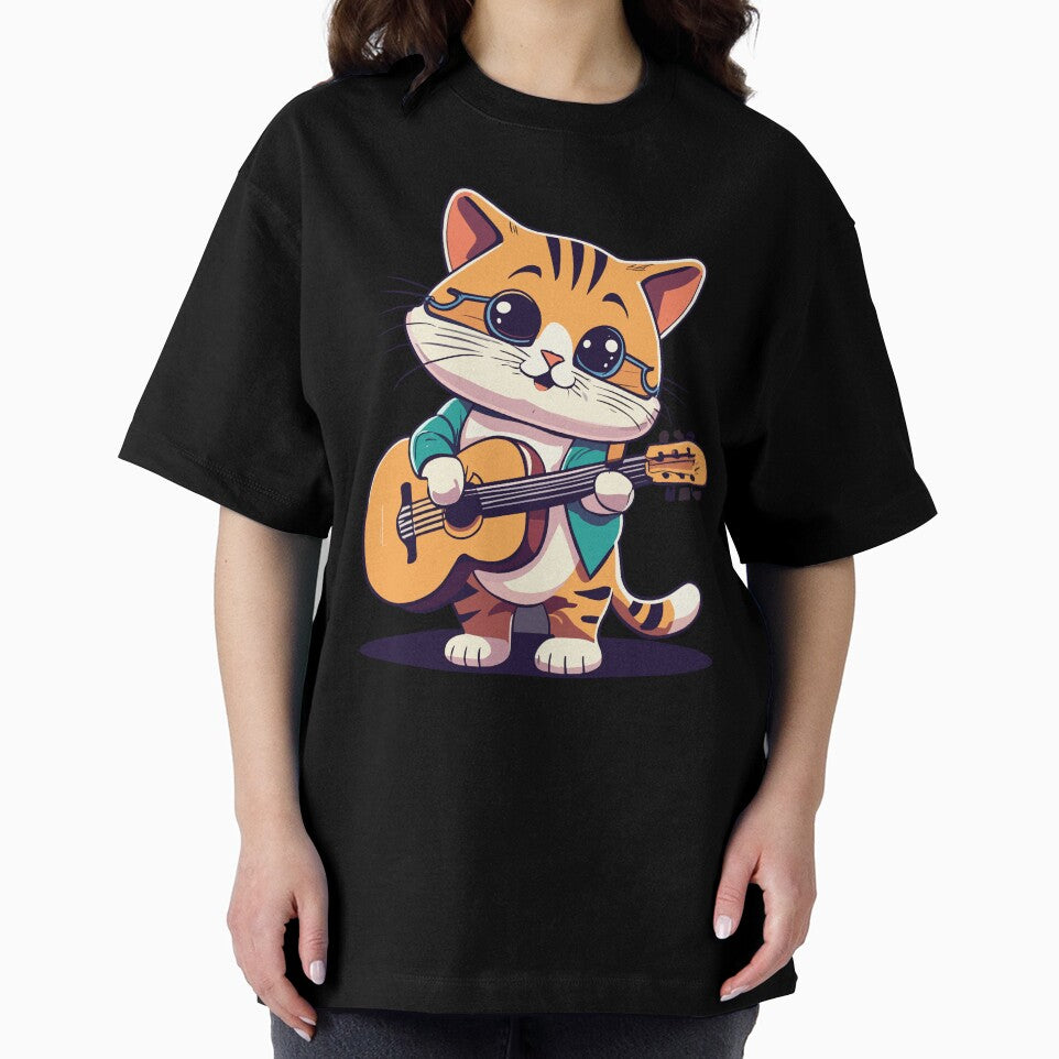 Cute Cat Playing Guitar Music T-shirt by KayanaStore Hoodie, Sweatshirt | BlankRebels.com (Image 2)