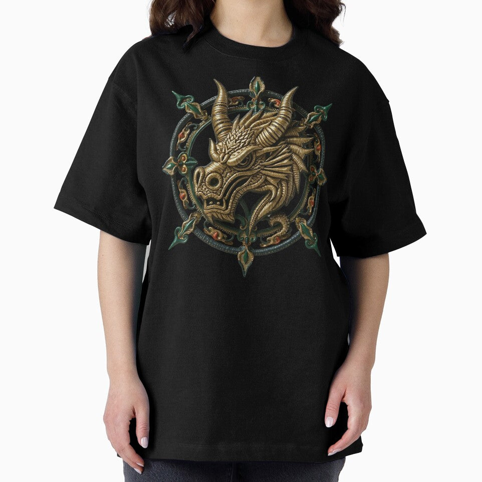 Golden Green Dragon Head t-shirt Print, Celtic Fantasy home Decor, Viking home Decor by TheGaliyaStudio Hoodie,... (Image 2)