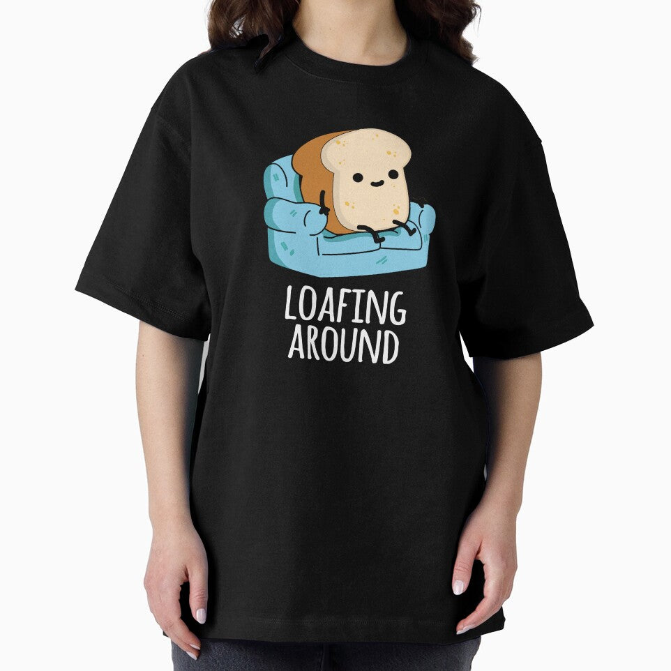 Loafing Around Funny Bread Pun  (Dark BG) by punnybone