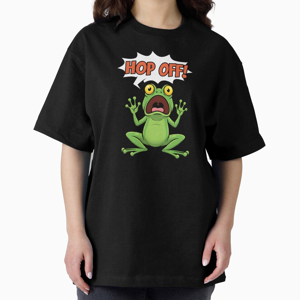 Funny Frog Screaming Hop Off | Comic Animal Humor Art | Cartoon Reaction Design by hn79 T-Shirts, Hoodie,... (Image 2)